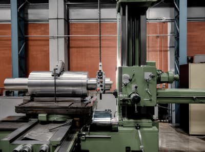 Horizontal boring machine with a roll on its table