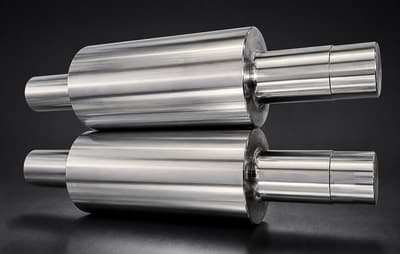 Two clear chill cast iron rolls on a dark background