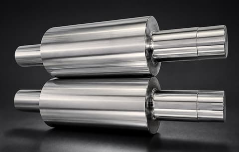 Two clear chill cast iron rolls on a dark background