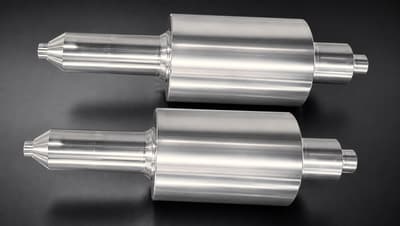 Two multi rolls with centre-drilled necks on a dark background