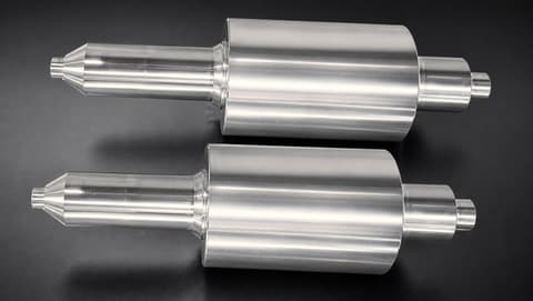 Two multi rolls with centre-drilled necks on a dark background