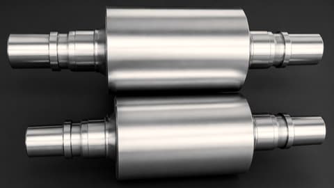Two spheroidal graphite iron rolls on a dark background
