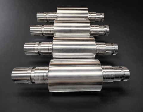 Four SG acicular rolls stacked on a dark background