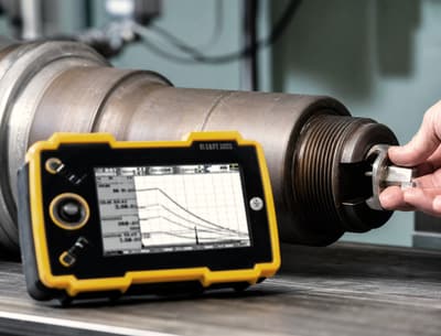 Ultrasonic flaw detector testing a roll neck