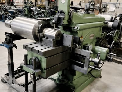 Shaper machine cutting a roll in the Apex machine shop